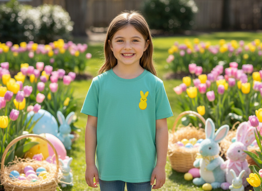 Peeps Kids Tee Where My Peeps At Bunny Graphic Sz 8